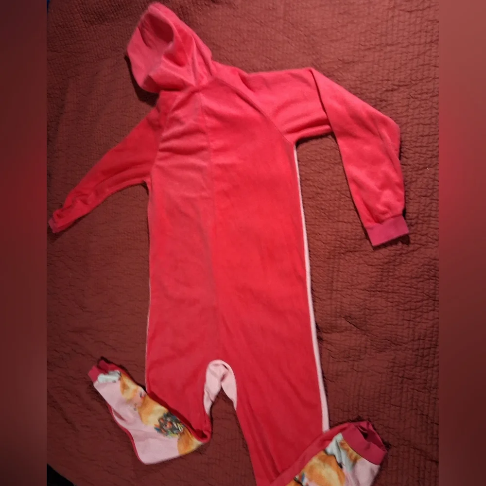 Faded Glory Donut Print Zip Front Hooded Onsie Pajamas Adult Sz. Lg. 12-14 - Picture 2 of 4